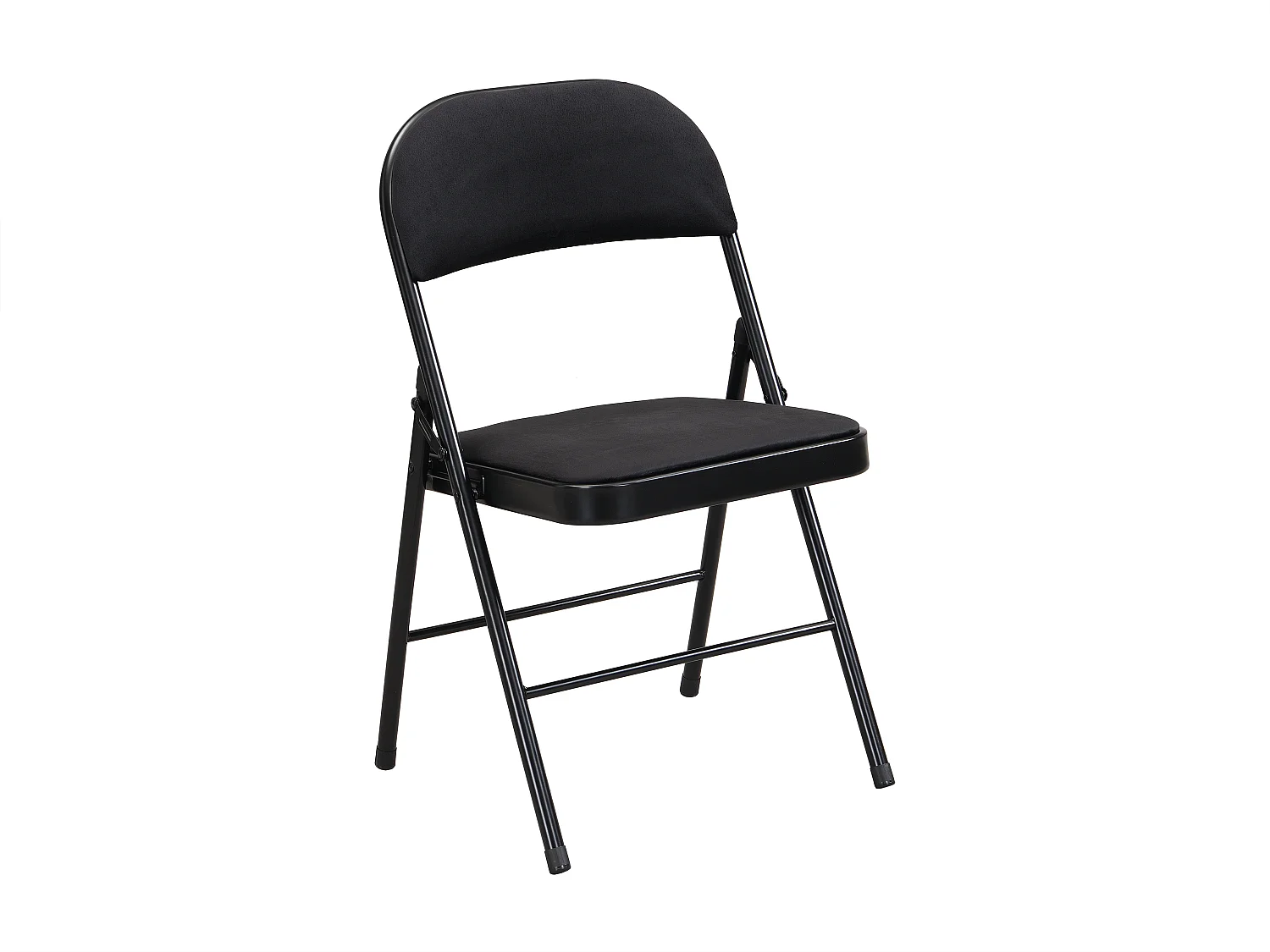 Lot de 6 chaises pliantes en velours et métal - Noir - ORTENSIA