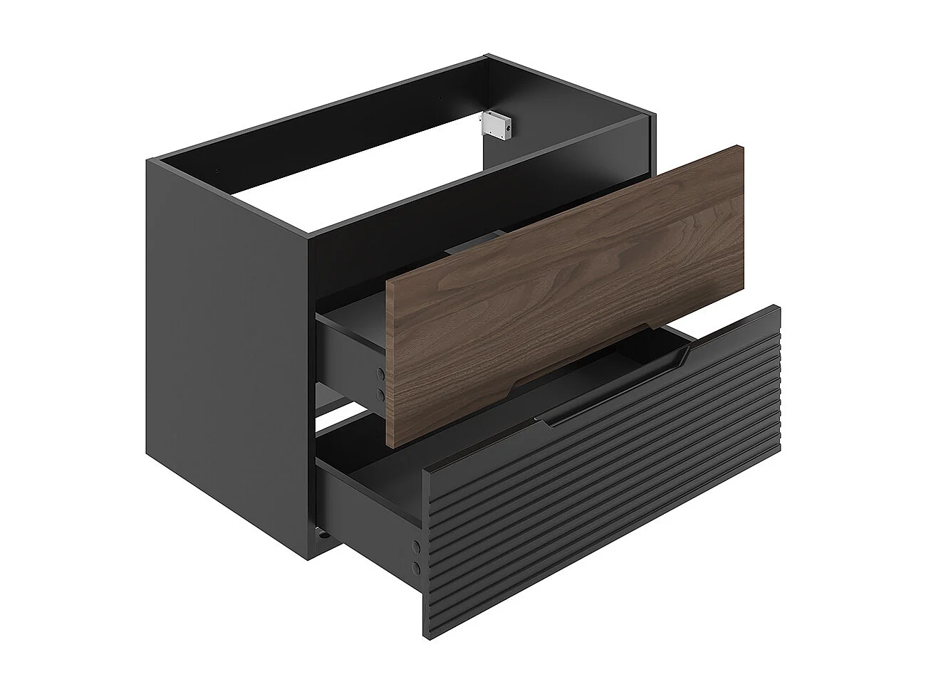 Set di mobili da bagno con lavabo Sylla nero e marrone 80cm