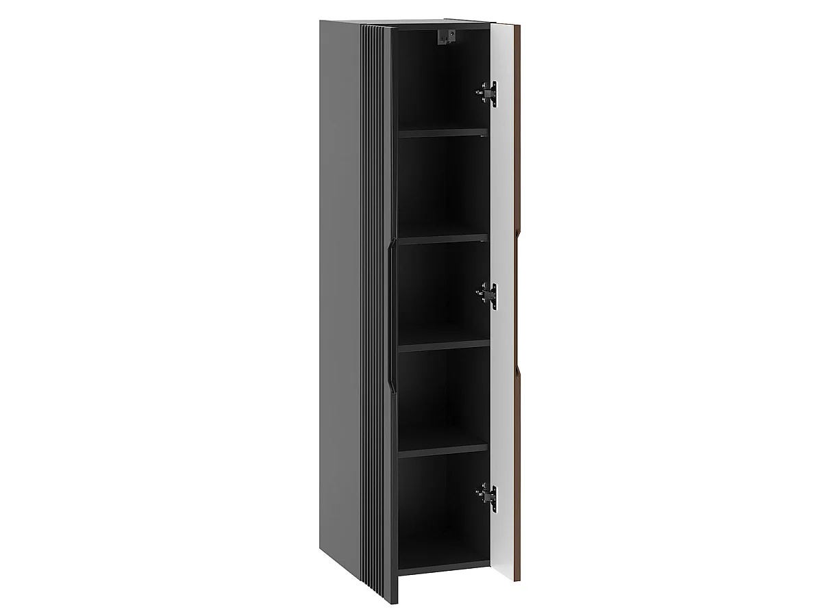 Ensemble meuble double vasque 140cm 2 niches et colonne Sylla Noir et bois