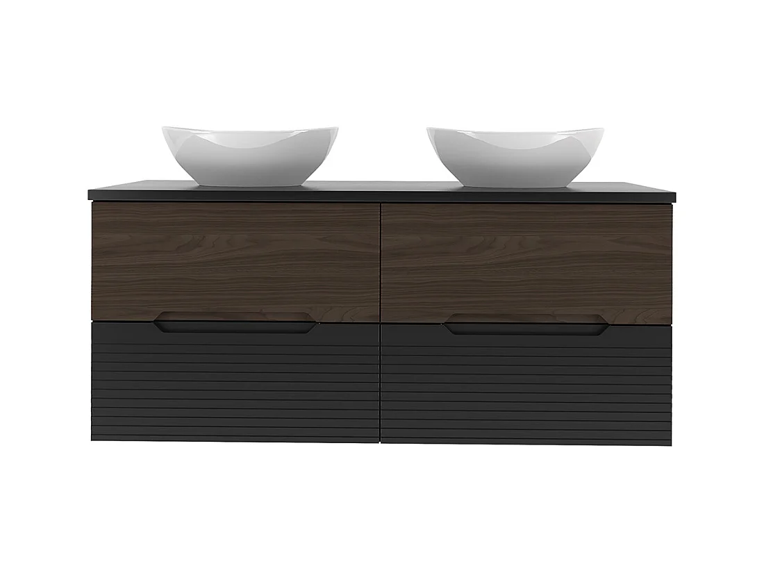 Meuble double vasque 120cm Sylla Noir et bois
