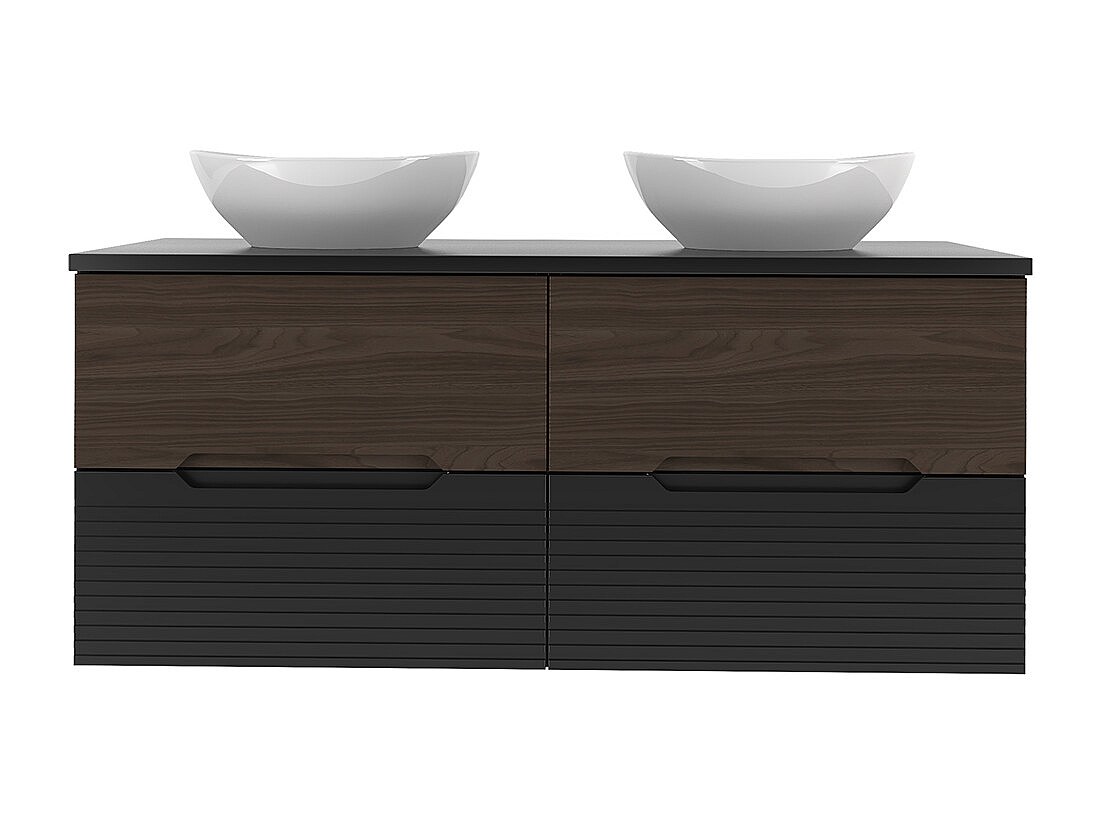 Meuble double vasque 120cm Sylla Noir et bois