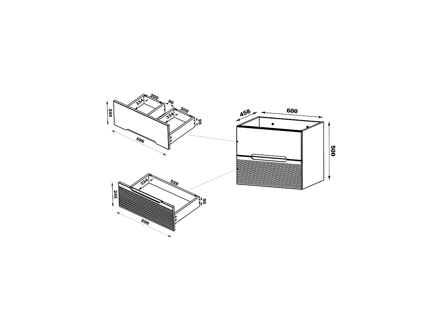Meuble double vasque encastrée 120cm Sylla Noir et bois