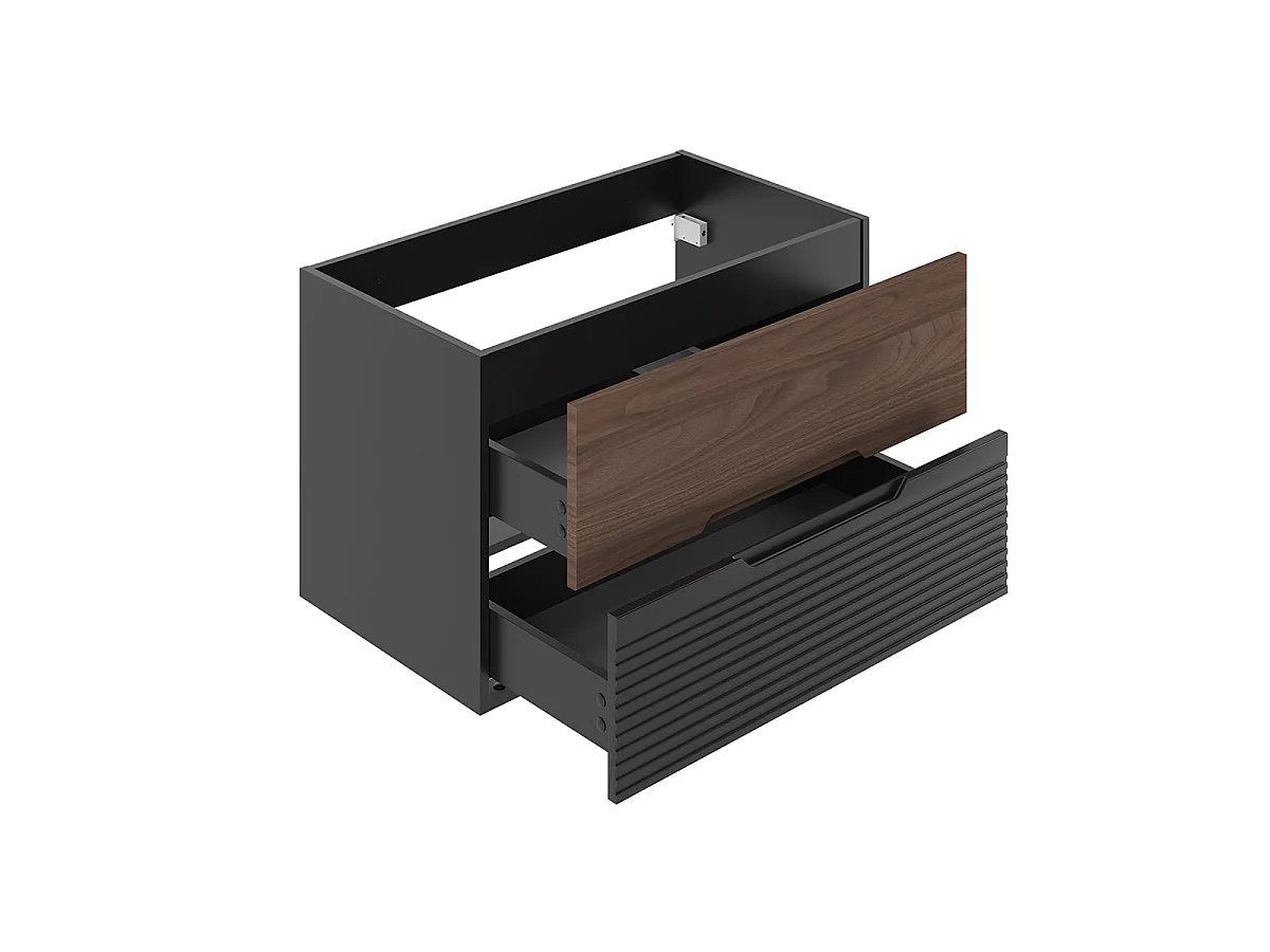Einzelwaschtisch 80cm Sylla Schwarz und Holz
