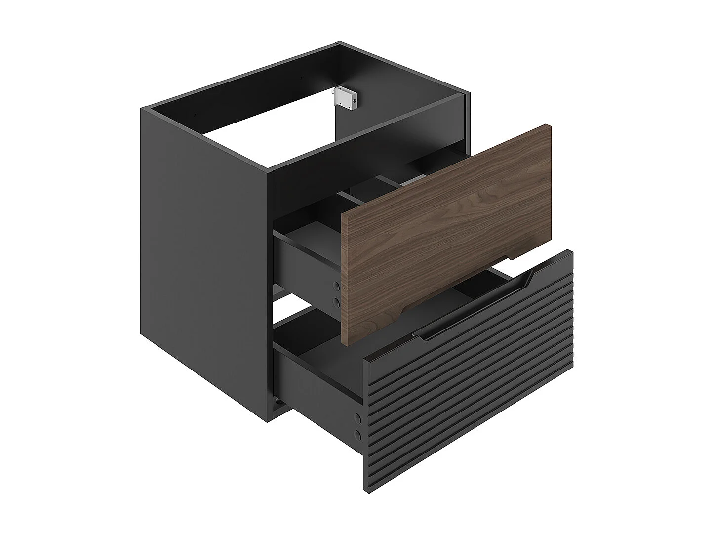 Meuble simple vasque encastrée 60cm Sylla Noir et bois