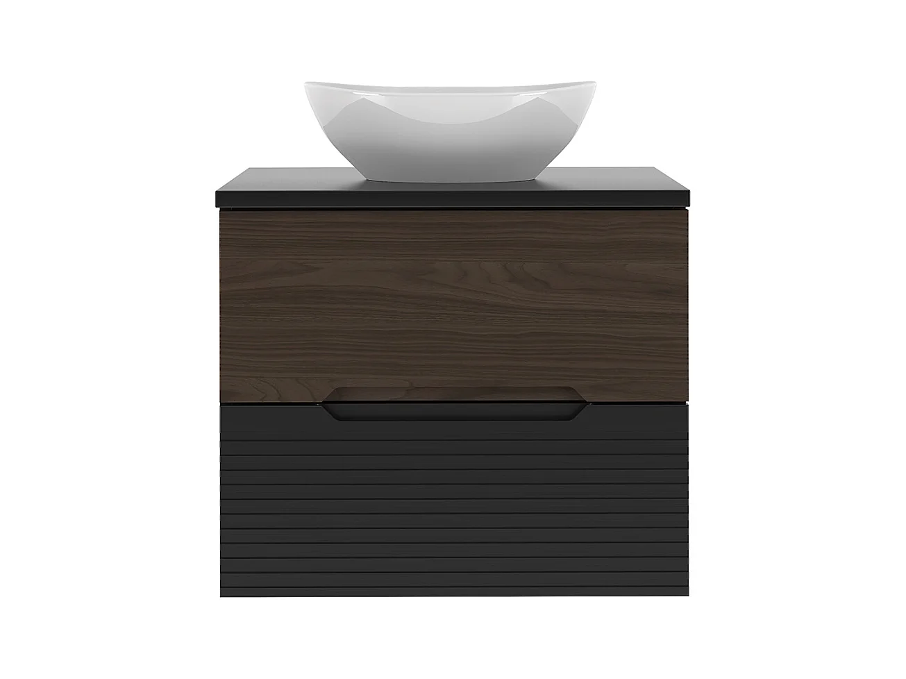 Meuble simple vasque 60cm Sylla Noir et bois