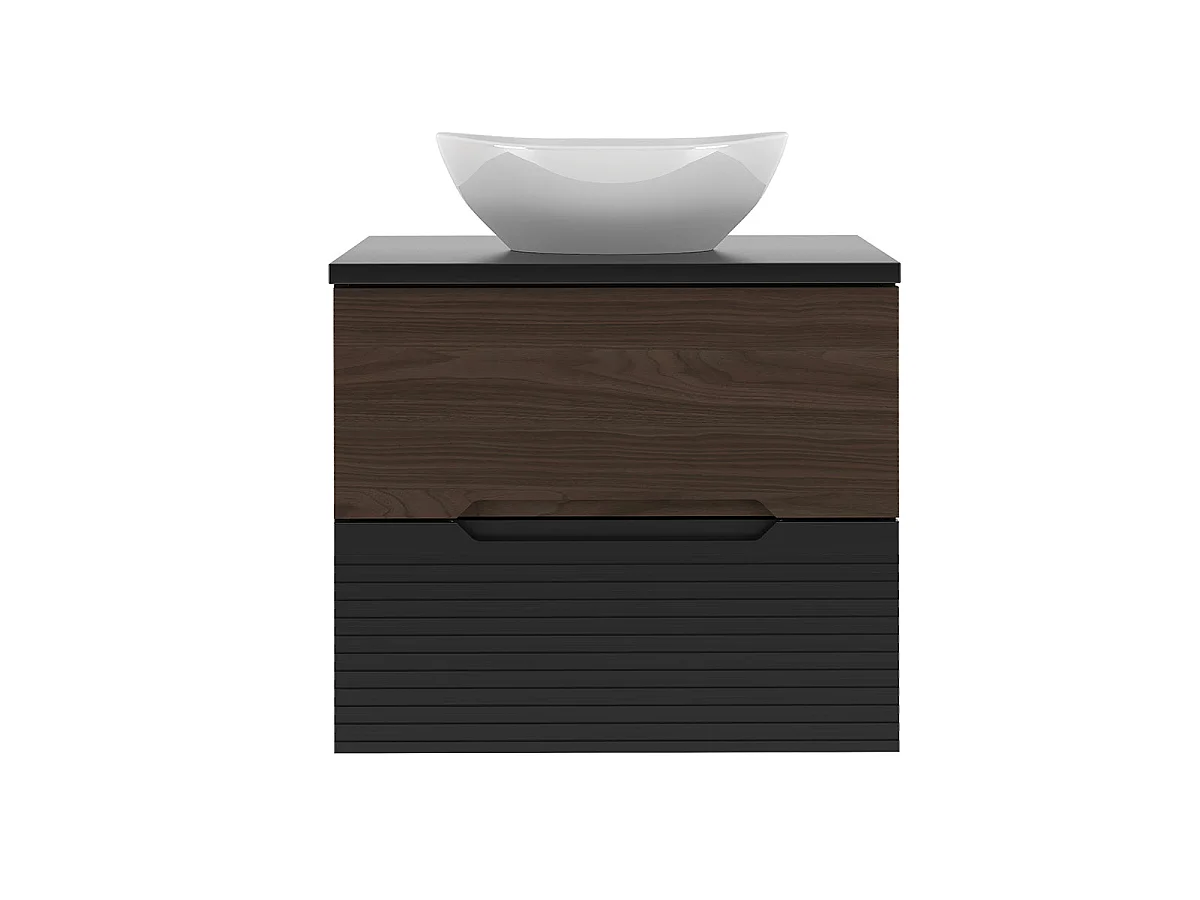 Meuble simple vasque 60cm Sylla Noir et bois