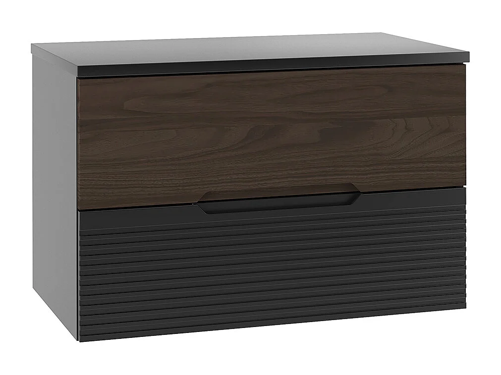 Meuble sous-vasque 80cm plan de toilette Sylla Noir et bois