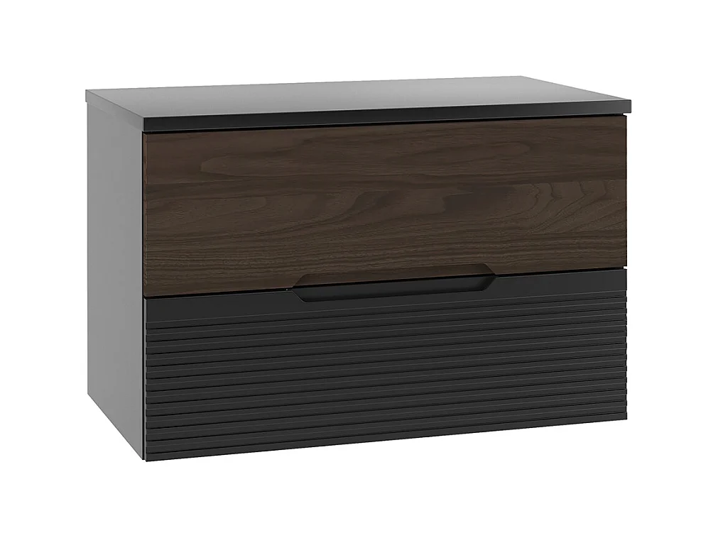 Meuble sous-vasque 80cm plan de toilette Sylla Noir et bois