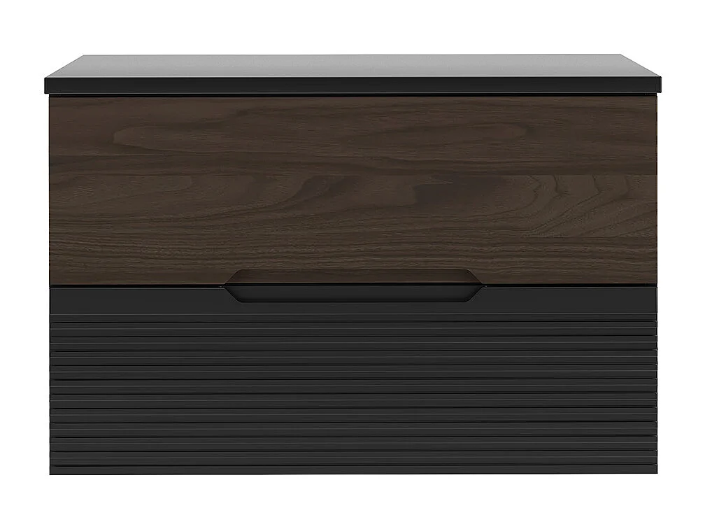 Meuble sous-vasque 80cm plan de toilette Sylla Noir et bois