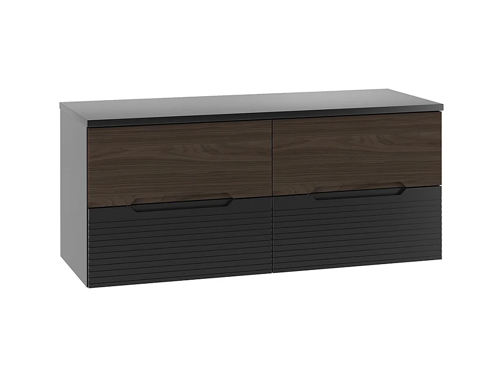 Meuble sous-vasque 120cm plan de toilette Sylla Noir et bois