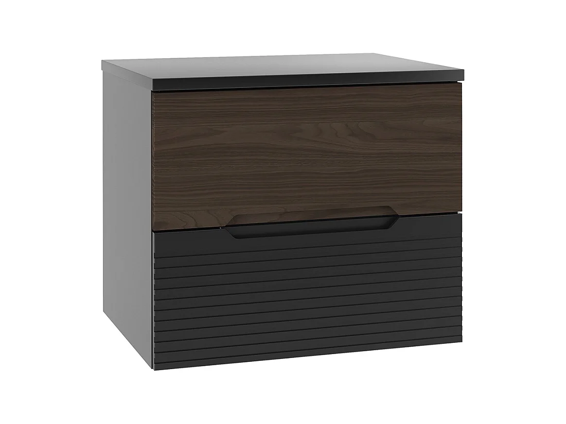 Meuble sous-vasque 60cm plan de toilette Sylla Noir et bois