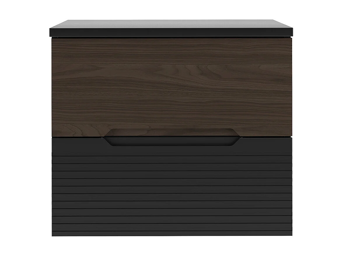 Meuble sous-vasque 60cm plan de toilette Sylla Noir et bois