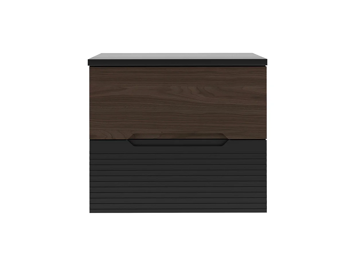 Waschtischunterschrank 60cm Waschtisch Sylla Schwarz und Holz