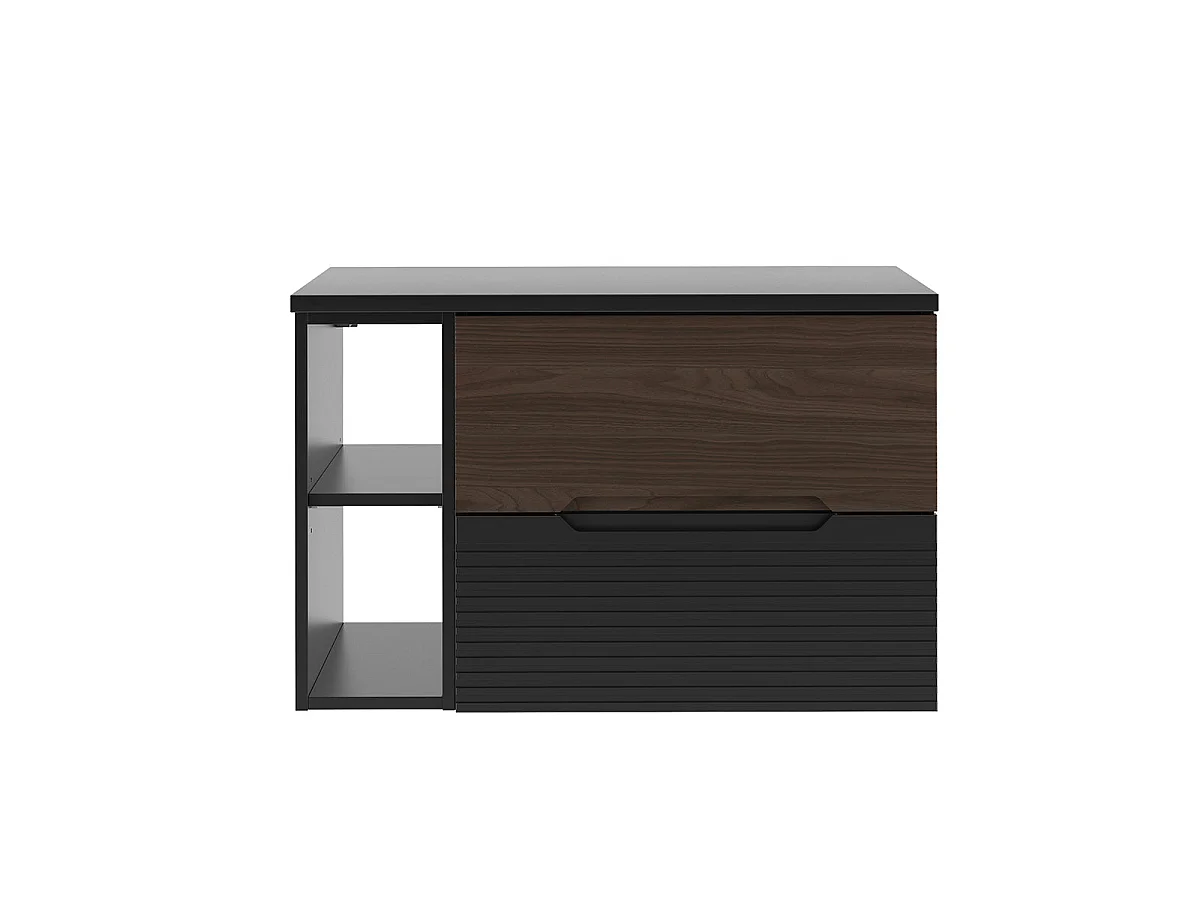 Vanity unit 80cm 2 niches Sylla vanity top Black and wood
