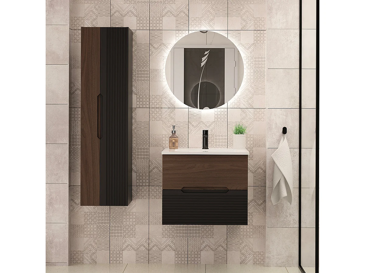 Mobile bagno senza lavabo Sylla nero e marrone 60cm