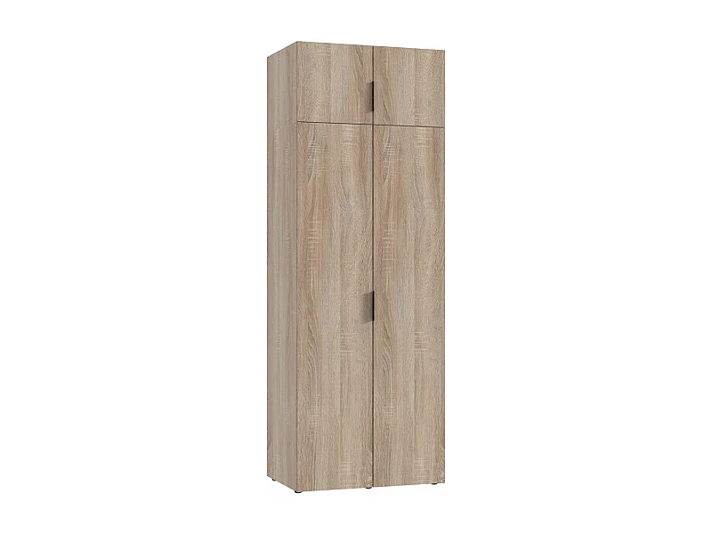 Armoire de rangement, placard de rangement en bois mélamine coloris Imitation chêne - Longueur 80 x Hauteur 225 x Profondeur 54 cm 