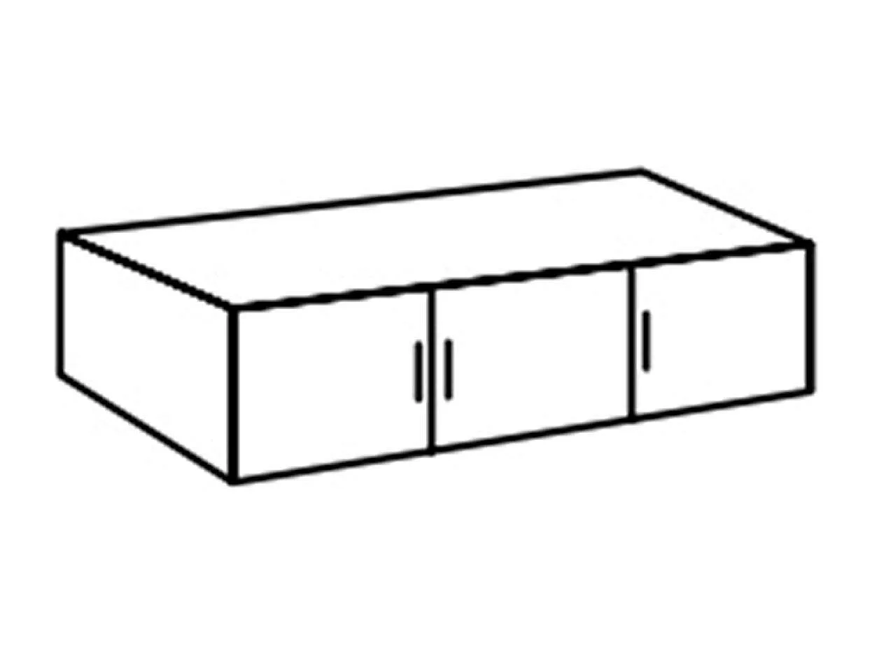Surmeuble pour armoire,  meuble de rangement avec 3 portes coloris Imitation chêne - Longueur 120 x Hauteur 40 x Profondeur 54 cm 