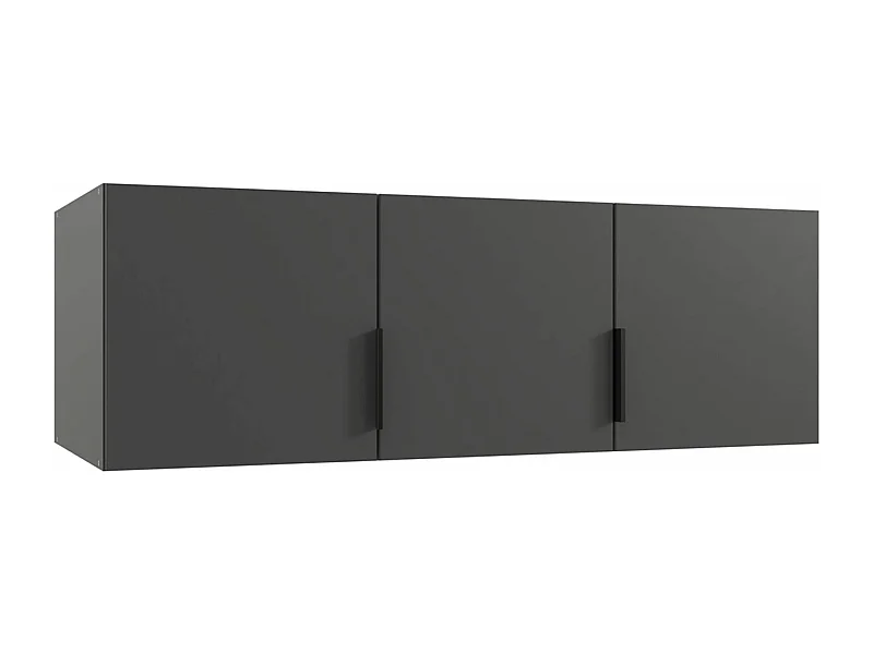 Surmeuble pour armoire,  meuble de rangement avec 3 portes coloris graphite - Longueur 120 x Hauteur 40 x Profondeur 54 cm 