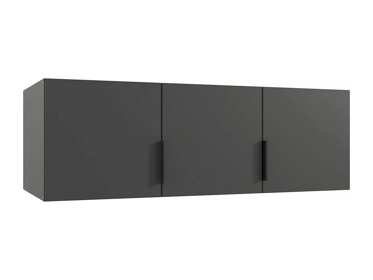 Surmeuble pour armoire,  meuble de rangement avec 3 portes coloris graphite - Longueur 120 x Hauteur 40 x Profondeur 54 cm 