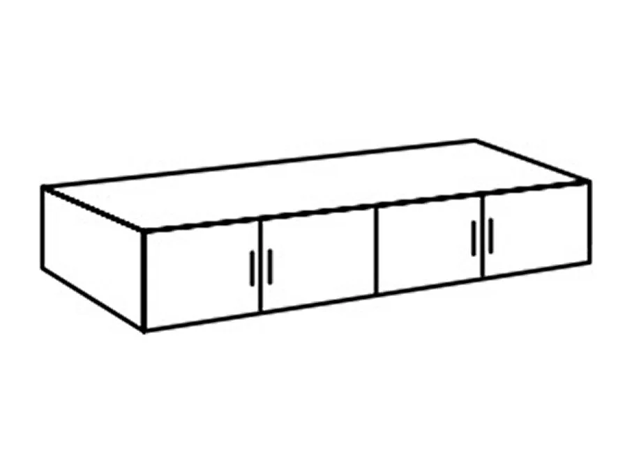 Surmeuble pour armoire, meuble de rangement avec 4 portes coloris  Imitation chêne  - Longueur 160 x Hauteur 40 x Profondeur 54  cm 