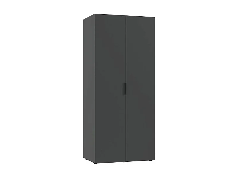 Armoire de rangement avec 2 portes en bois mélamine coloris graphite  - Longueur 80 x Hauteur 185 x Profondeur 54 cm 