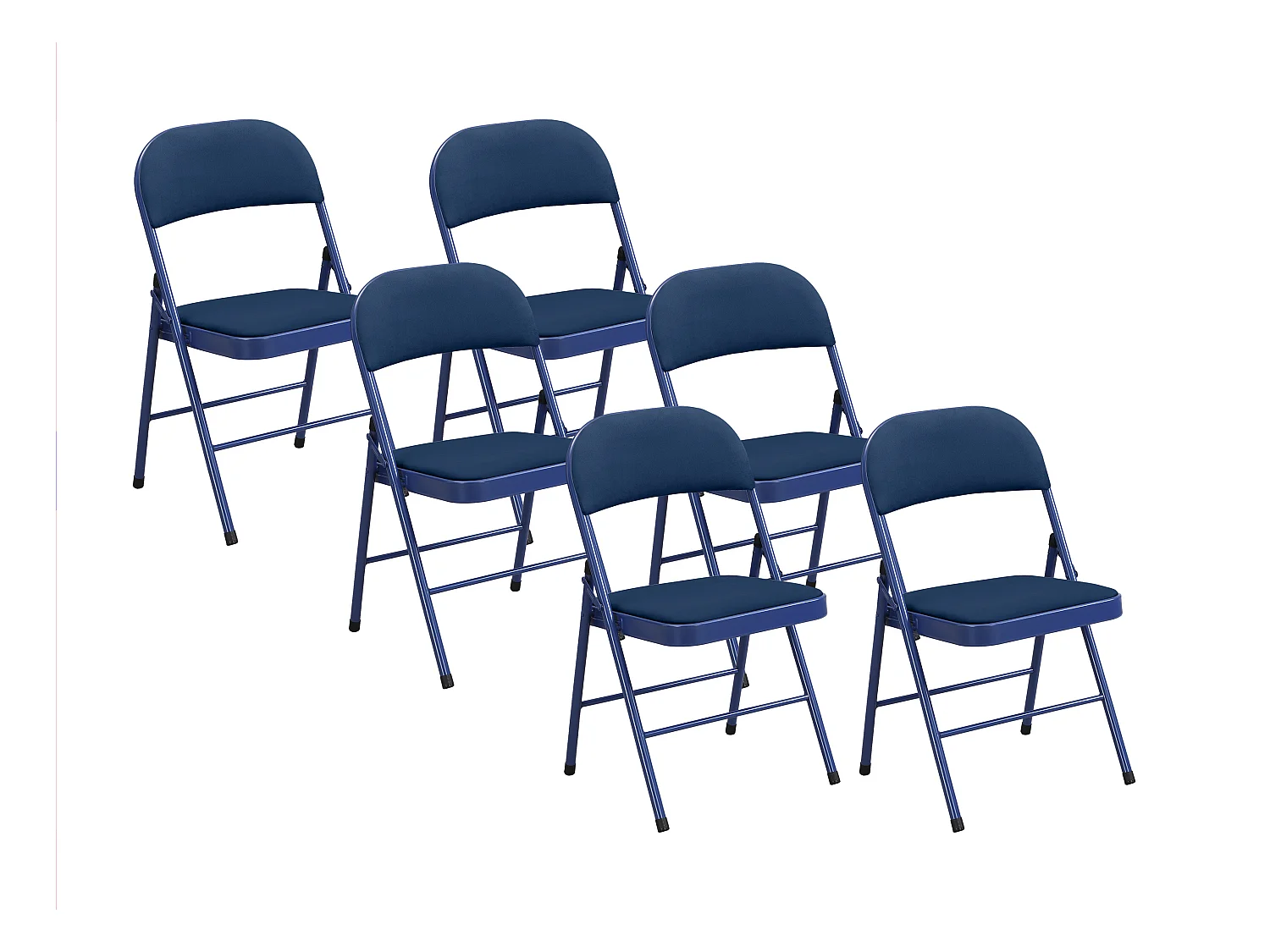 Set van 6 klapstoelen van velours en metaal - Blauw - ORTENSIA