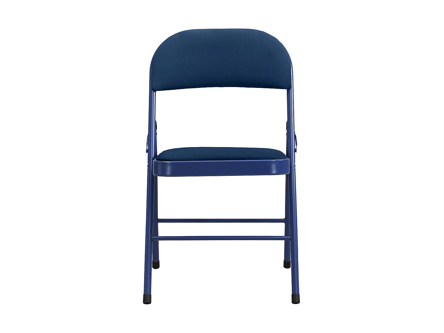 Lot de 6 chaises pliantes en velours et métal - Bleu - ORTENSIA