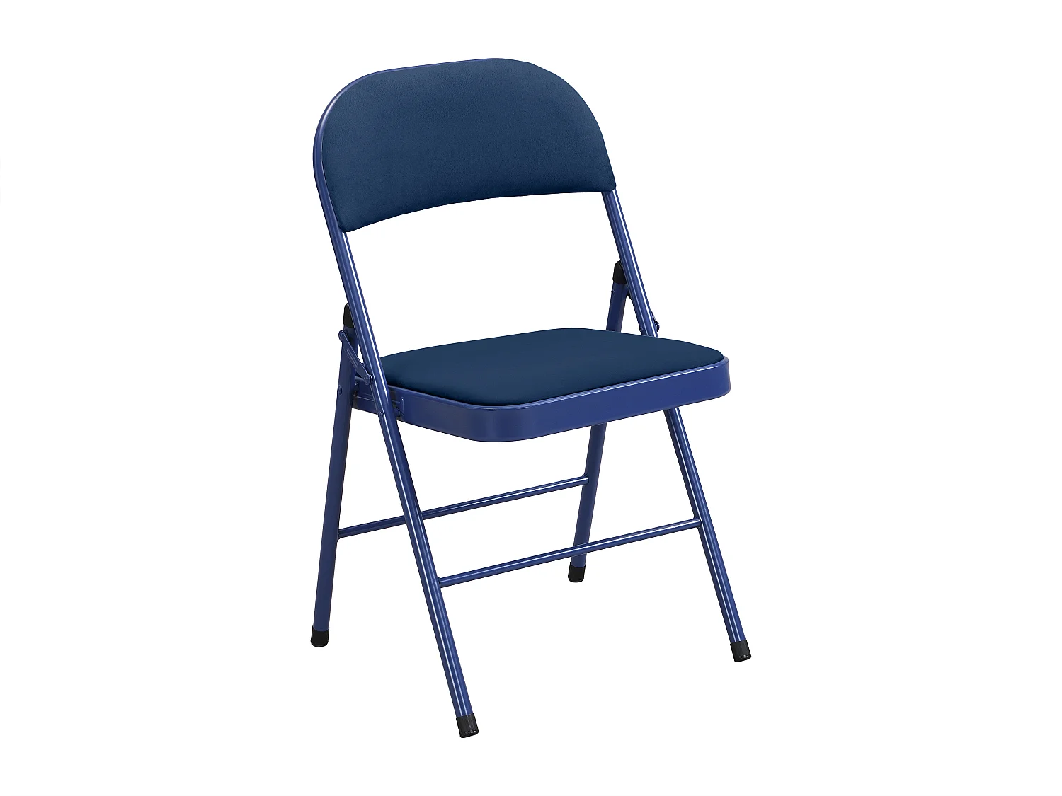 Lot de 6 chaises pliantes en velours et métal - Bleu - ORTENSIA