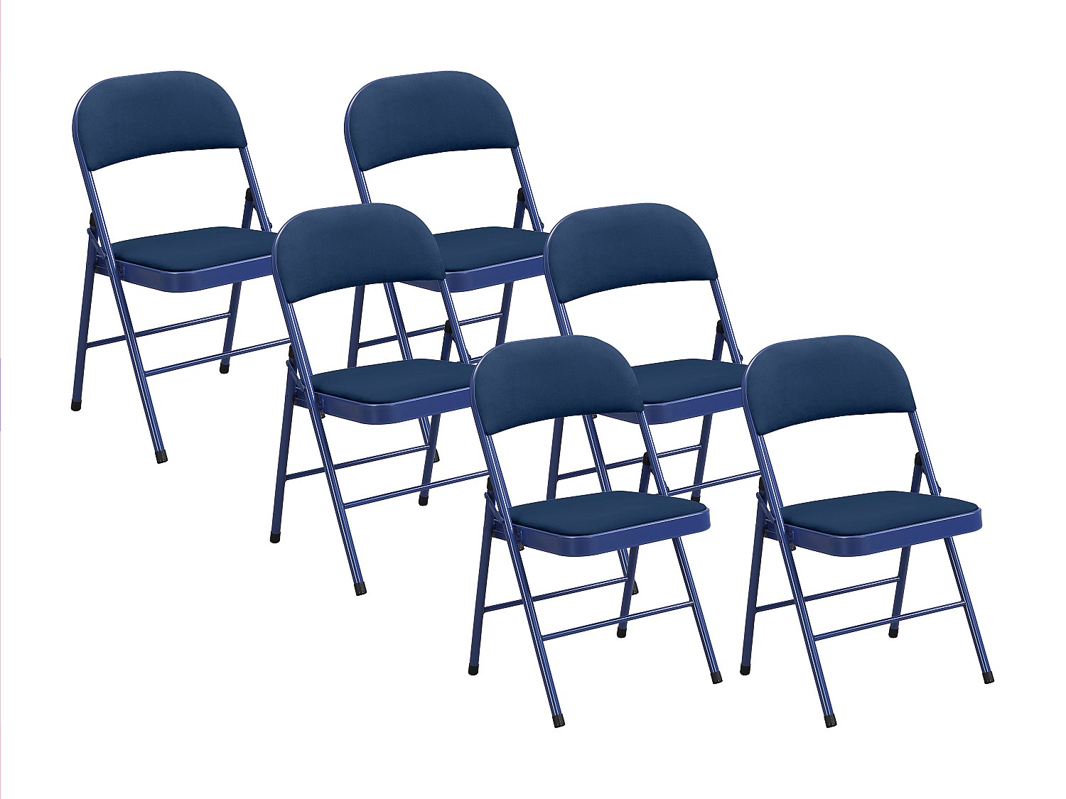 Klappstuhl 6er-Set - Samt & Metall - Blau - ORTENSIA günstig online kaufen