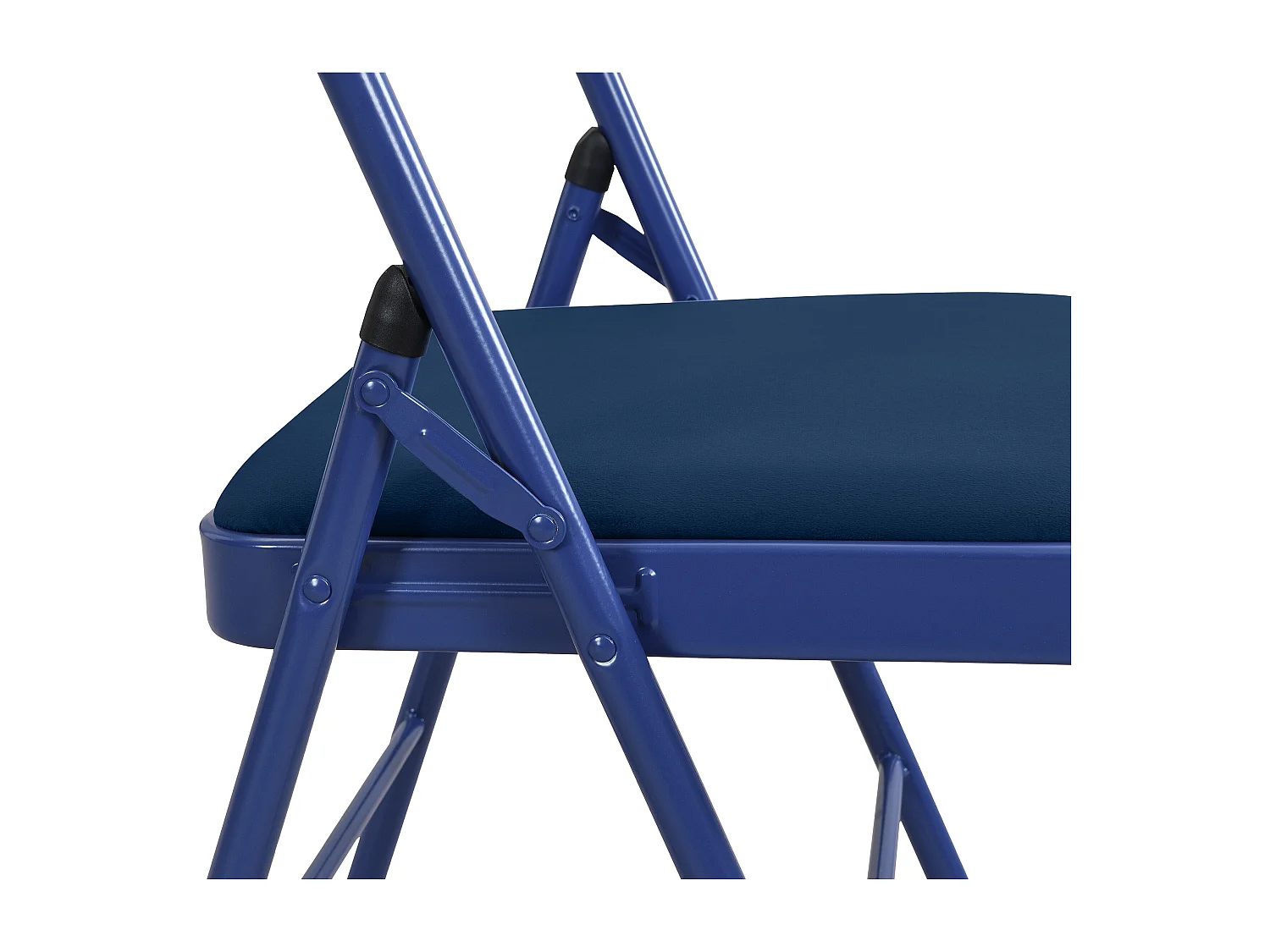 Lot de 6 chaises pliantes en velours et métal - Bleu - ORTENSIA