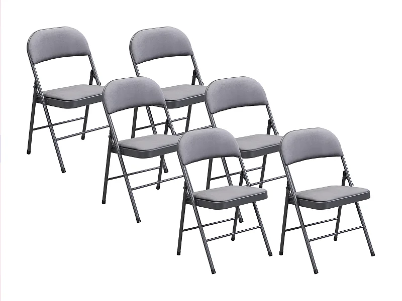Klappstuhl 6er-Set - Samt & Metall - Grau - ORTENSIA
