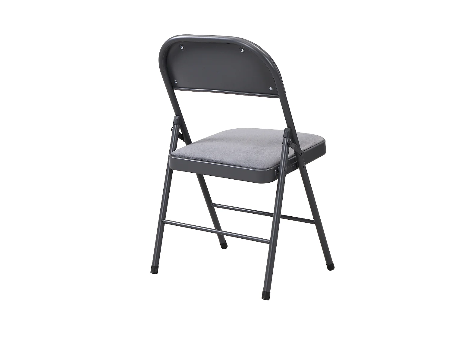 Set van 6 klapstoelen van velours en metaal - Grijs - ORTENSIA