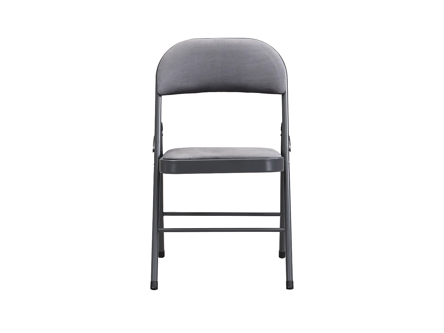 Set van 6 klapstoelen van velours en metaal - Grijs - ORTENSIA