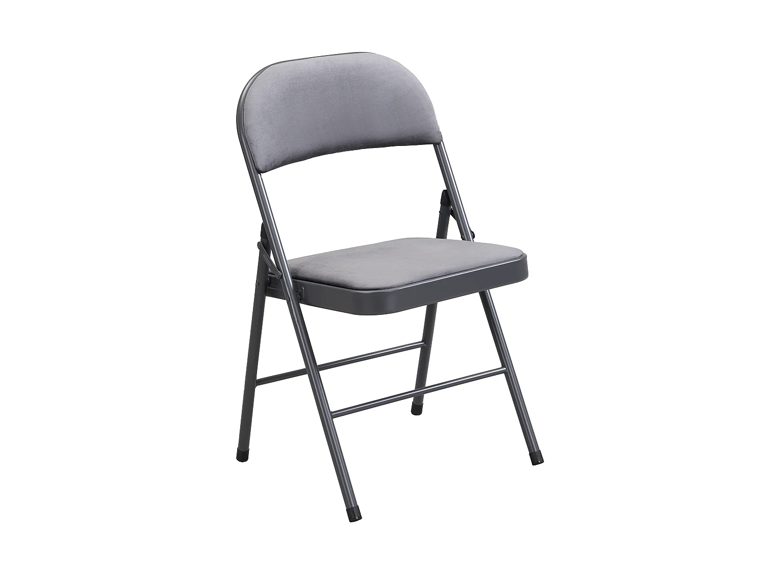 Set van 6 klapstoelen van velours en metaal - Grijs - ORTENSIA