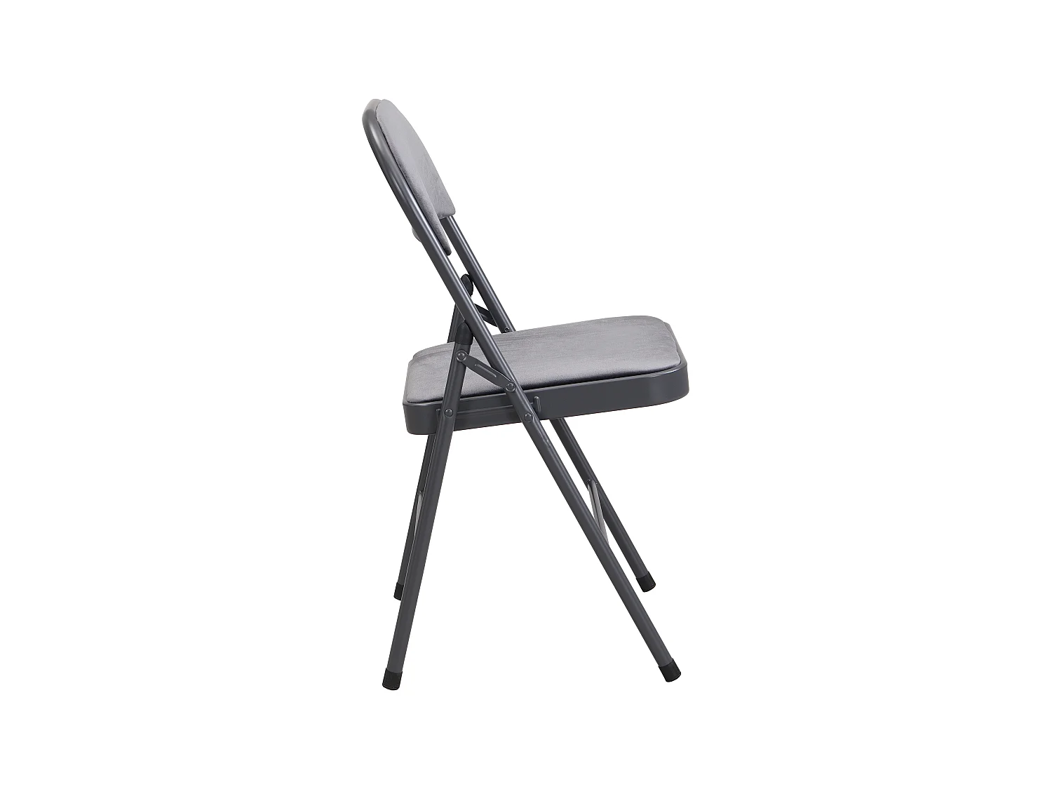 Set van 6 klapstoelen van velours en metaal - Grijs - ORTENSIA