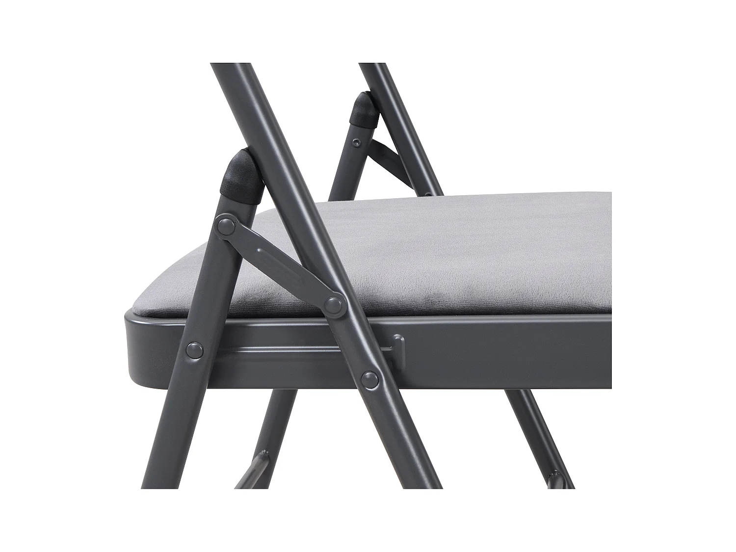 Set van 6 klapstoelen van velours en metaal - Grijs - ORTENSIA