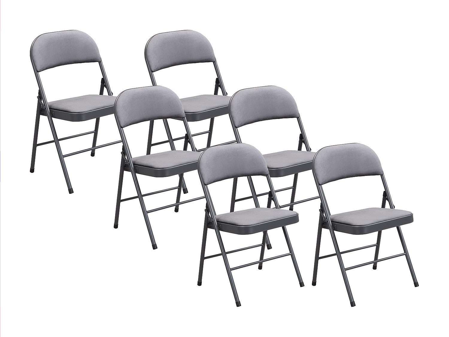 Klappstuhl 6er-Set - Samt & Metall - Grau - ORTENSIA günstig online kaufen