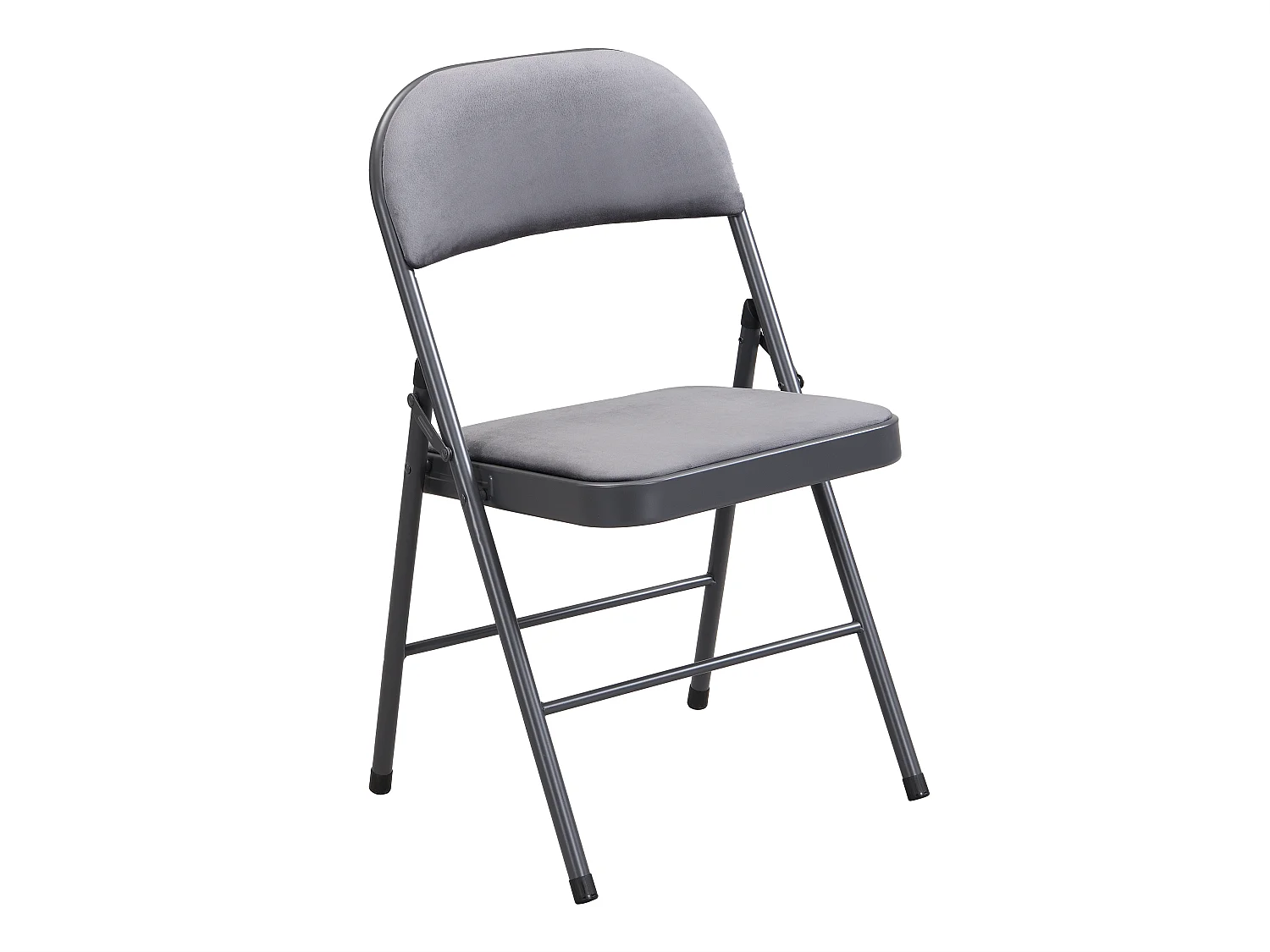 Lot de 6 chaises pliantes en velours et métal - Gris - ORTENSIA