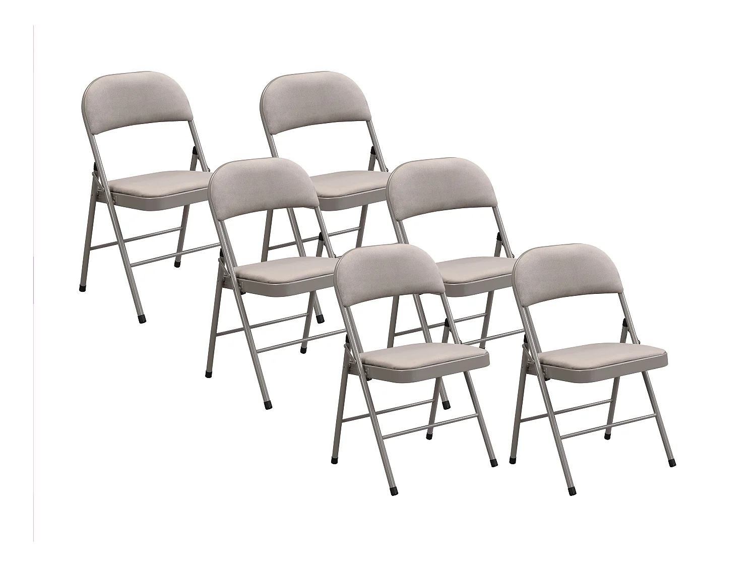 Set van 6 klapstoelen van velours en metaal - Taupegrijs - ORTENSIA