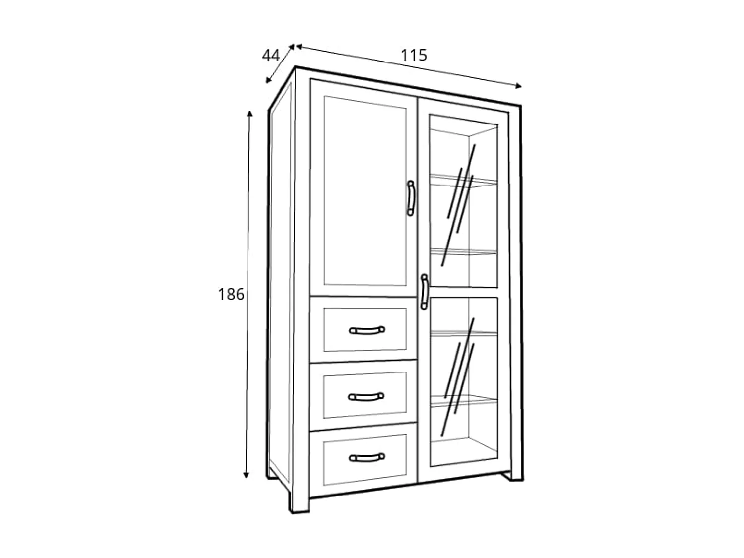 Vitrinenschrank  - Braun - RABO