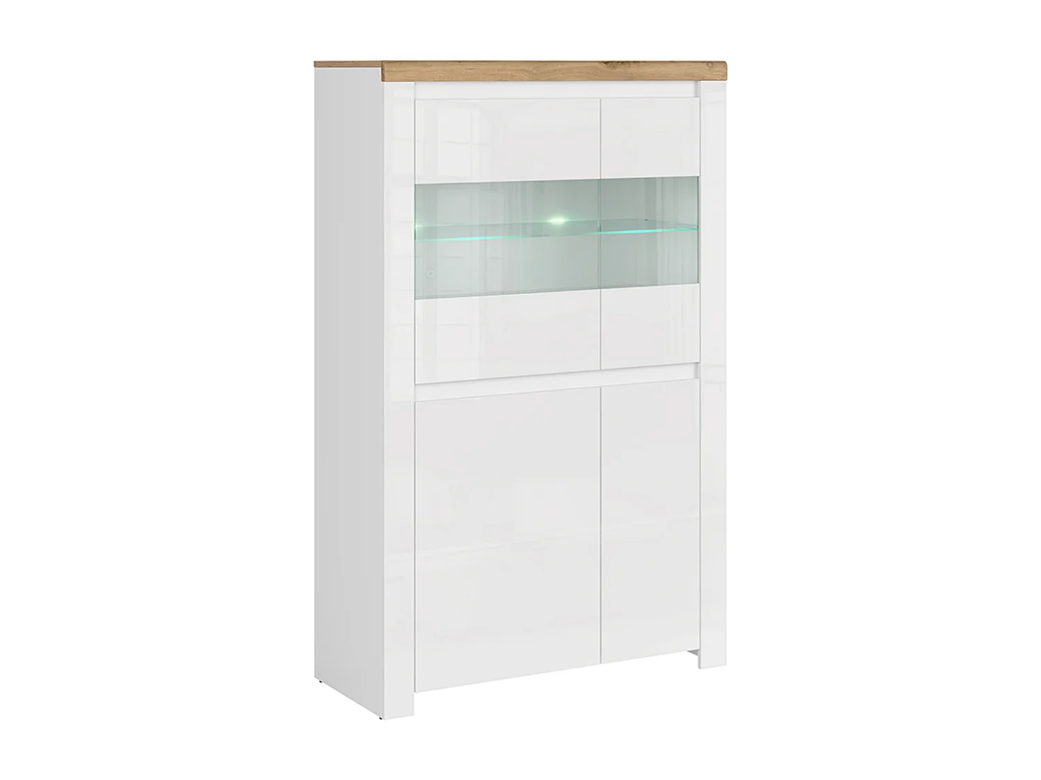 Vitrinenschrank  - Glas Weiß|Eiche Wotan Dekor - DAMINO