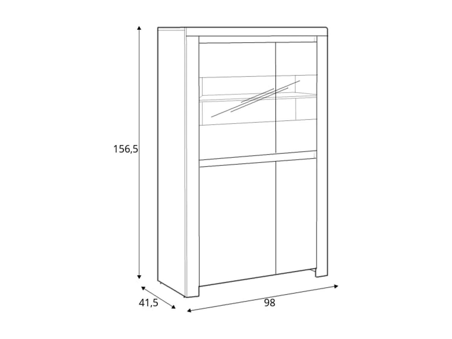 Vitrinenschrank  - Glas Weiß|Eiche Wotan Dekor - DAMINO
