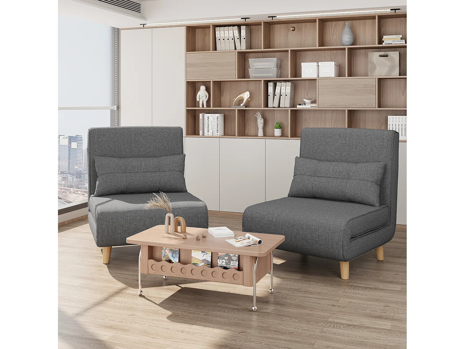 Fauteuil Convertible Bealife Fauteuil Lit Canapé 1 Place Chaise Longue Coussin Réglable Pliante AR50