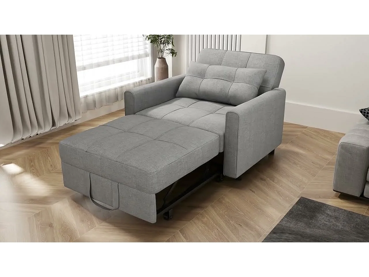 Bealife convertibele bank, 1 - persoons slaapbank, fauteuil, ligstoel, verstelbaar kussen, opbergruimte, wielen, vouwbaar AR22 - G