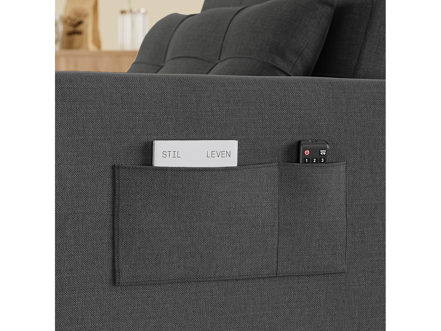 Bealife convertibele fauteuil, 1 - persoons slaapfauteuil, bank, ligstoel, verstelbaar kussen, opbergruimte, wielen, vouwbaar AR22 - D