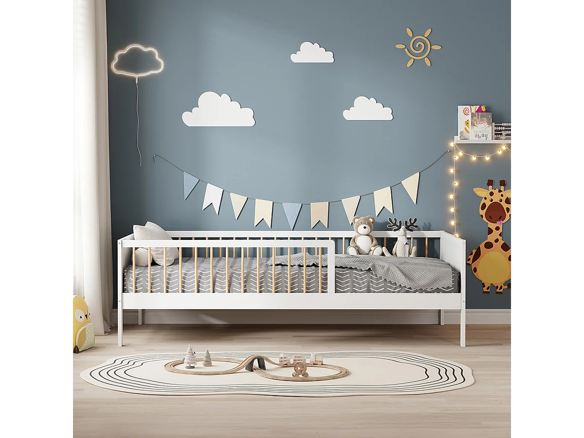 Lit enfant Pepito - Sûr, élégant, durable - Blanc - 90x190 cm