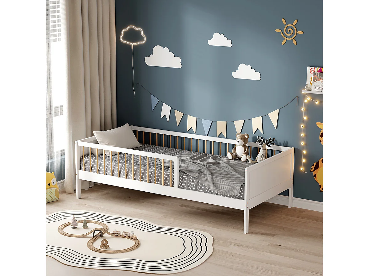Lit enfant Pepito - Sûr, élégant, durable - Blanc - 90x190 cm