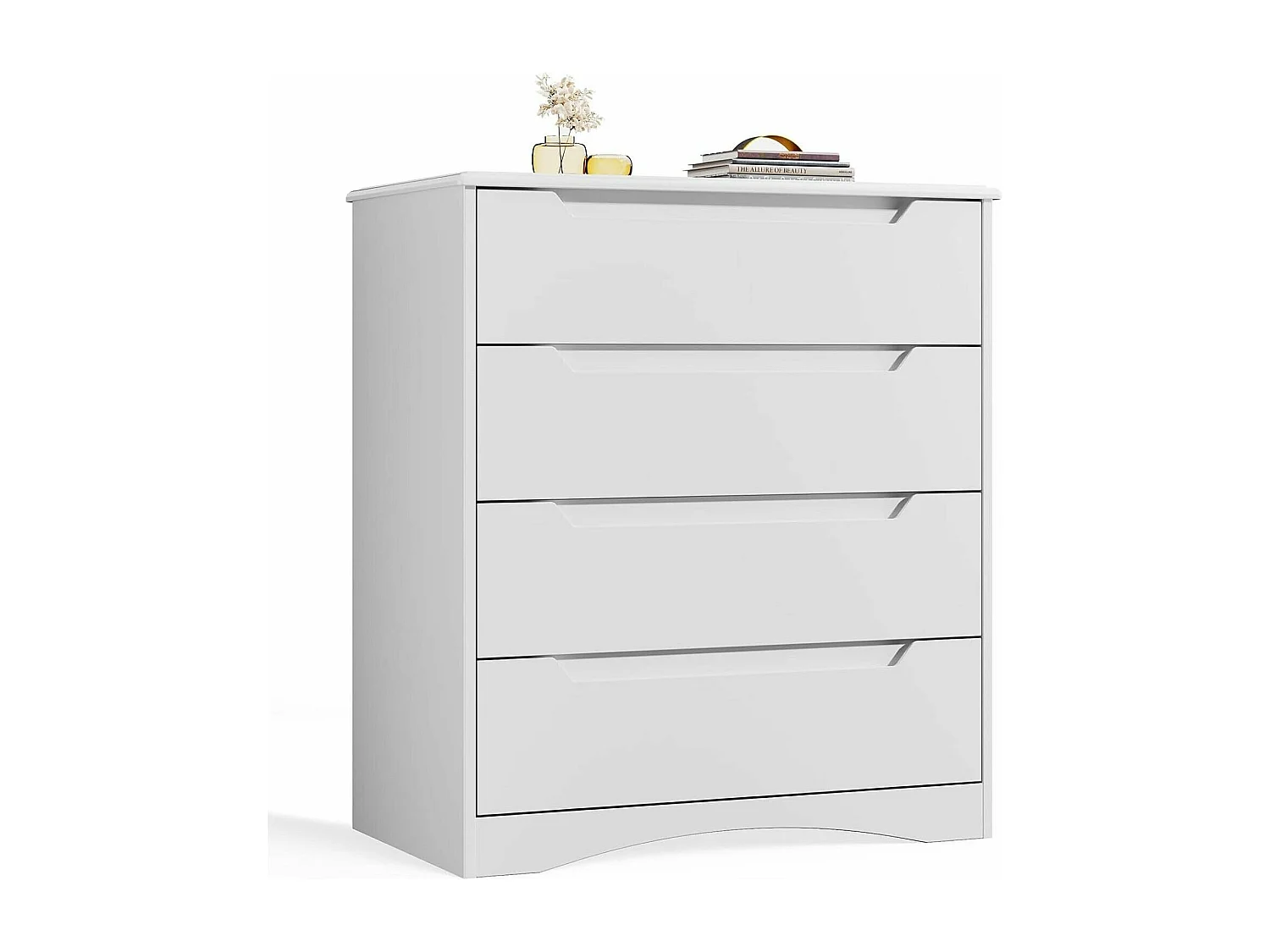 Commode Chambre Bealife 4 Tiroirs Meuble de Rangement Chambre Salon Porche Poignée Intégrée Dispositif Anti-trébuchement