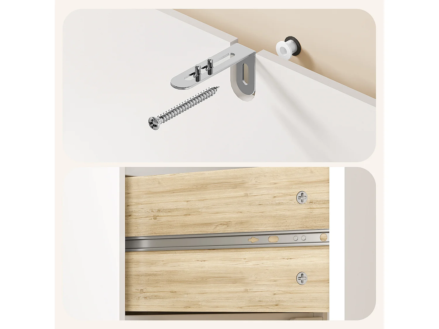 Commode Chambre Bealife 5 Tiroirs Meuble de Rangement Chambre Salon Porche Poignée Intégrée Dispositif Anti-trébuchement