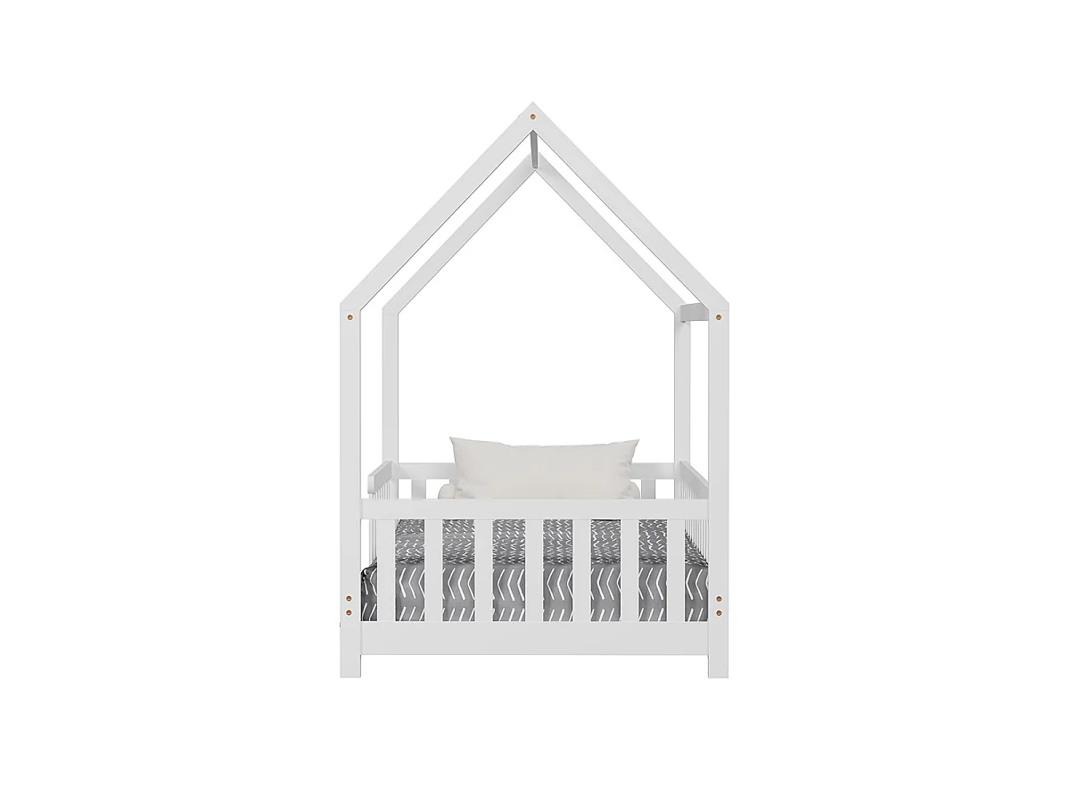 Lit cabane Tchoupi - Sécurité et imagination - Blanc - 90x190 cm